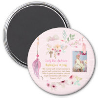 Girls BAPTISM Photo Gift with Bible Verse Magnet