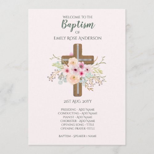 GIRLS Baptism Program _ Floral Cross