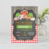 Girls Barnyard Chalkboard Birthday Invitation (Standing Front)