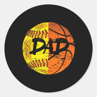 Girls Basball Softball Funny Dad Classic Round Sticker