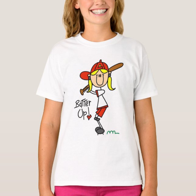 Girls Baseball Batter Up Tshirts and Gifts (Front)