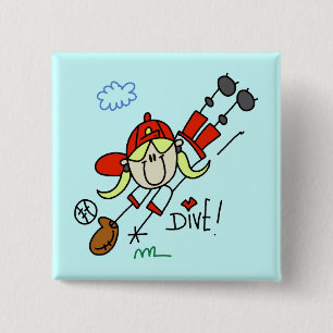 Girls Baseball Dive Tshirts and Gifts Pinback Button