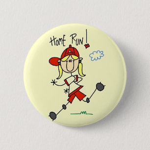 Girl's Baseball Home Run Tshirts and Gifts Button