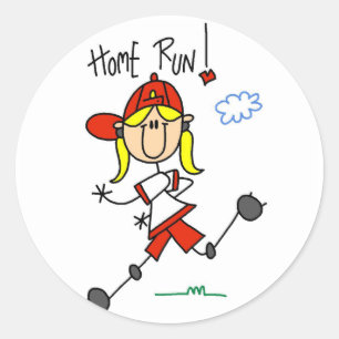 Girl's Baseball Home Run Tshirts and Gifts Classic Round Sticker