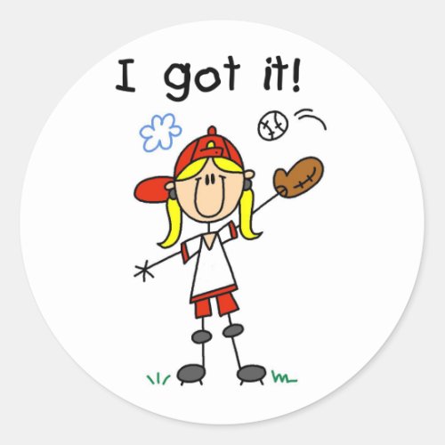 Girls Baseball I Got It Classic Round Sticker