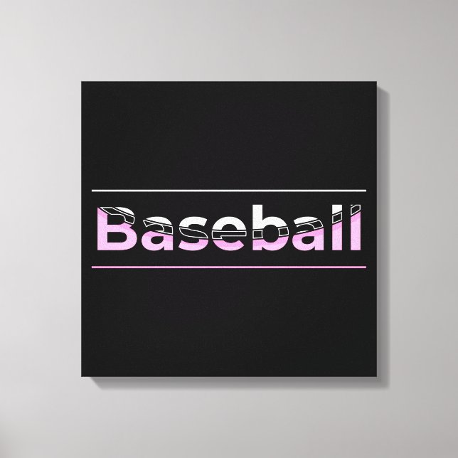 Girls Baseball - Pink Geometric Typography Canvas Print (Front)
