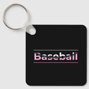 Girls Baseball - Pink Geometric Typography Keychain