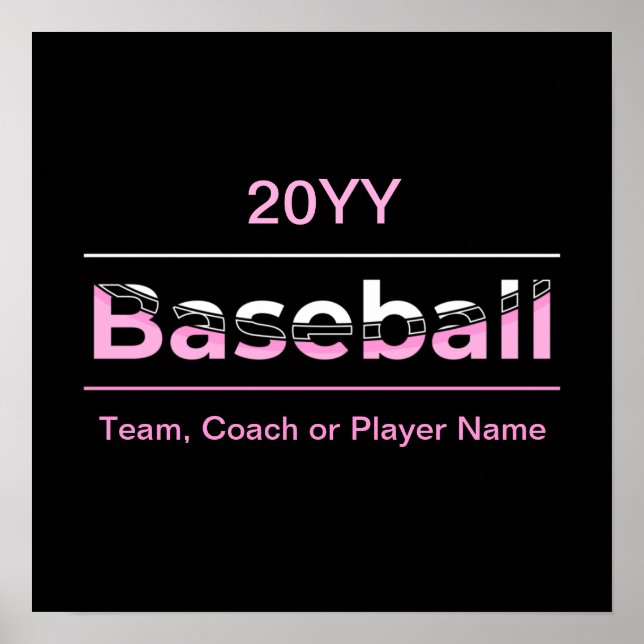 Girls Baseball - Pink Geometric Typography Poster (Front)