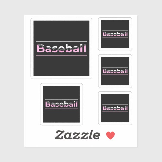 Girls Baseball - Pink Geometric Typography Sticker (Sheet)