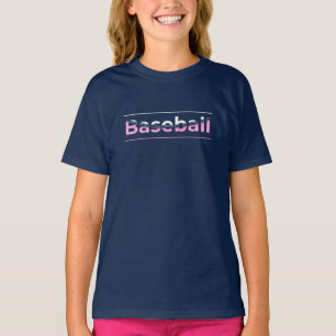 Girls Baseball - Pink Geometric Typography T-Shirt