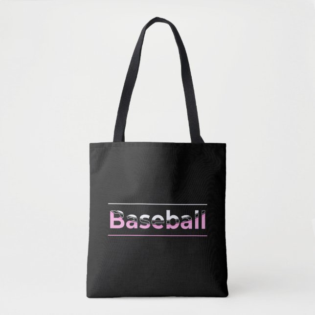 Girls Baseball - Pink Geometric Typography Tote Bag (Front)