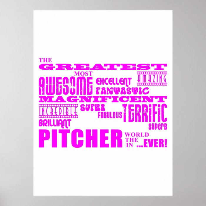 Girls Baseball  Pink Greatest Pitcher Print