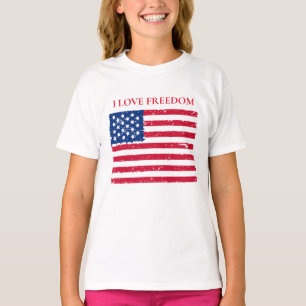 Girls Basic T-Shirt-Patriotic T-Shirt