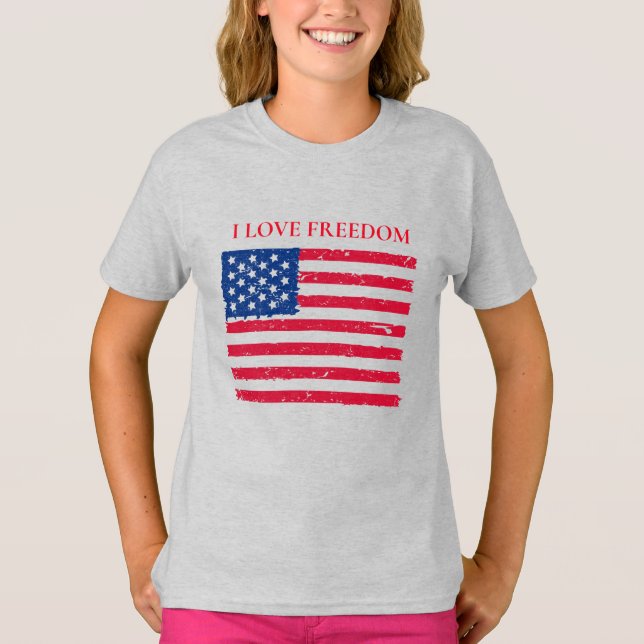 Girls Basic T-Shirt-Patriotic T-Shirt (Front)