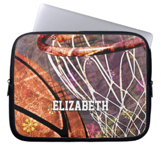 Girls Basketball and Hoop pink purple her name Laptop Sleeve