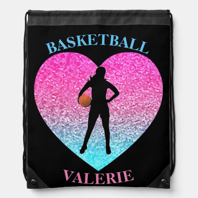 Girls Basketball Drawstring Bag (Front)