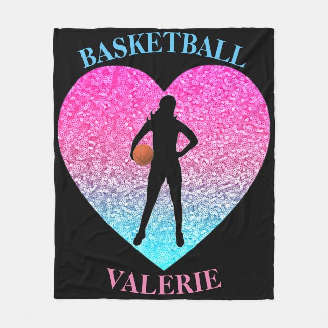 Girls Basketball Fleece Blanket (Front)