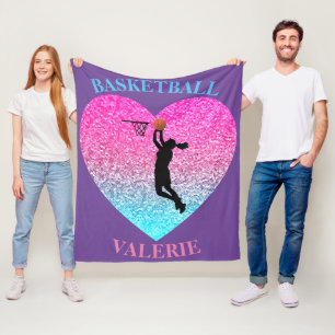 Girls Basketball Fleece Blanket