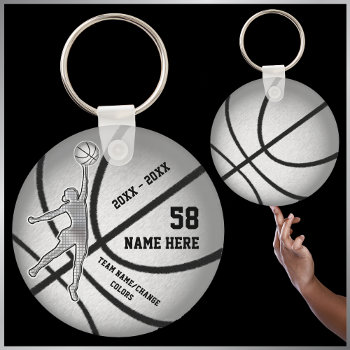 Girls Basketball Gifts With Your Text And Colors Keychain by LittleLindaPinda at Zazzle
