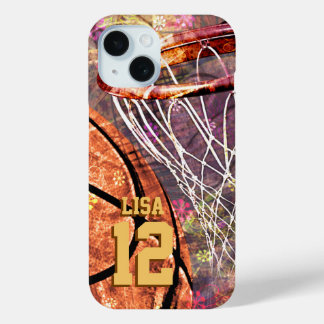 Girls Basketball girly pink purple iPhone 15 Case