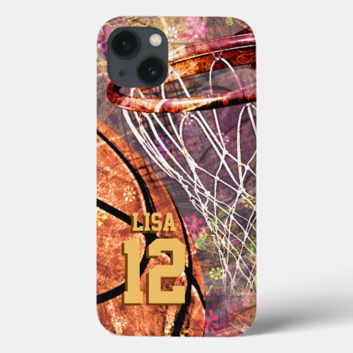 Girls Basketball girly pink purple iPhone 13 Case