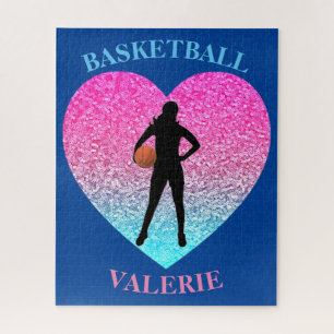 Girls Basketball Heart Personalized Puzzle