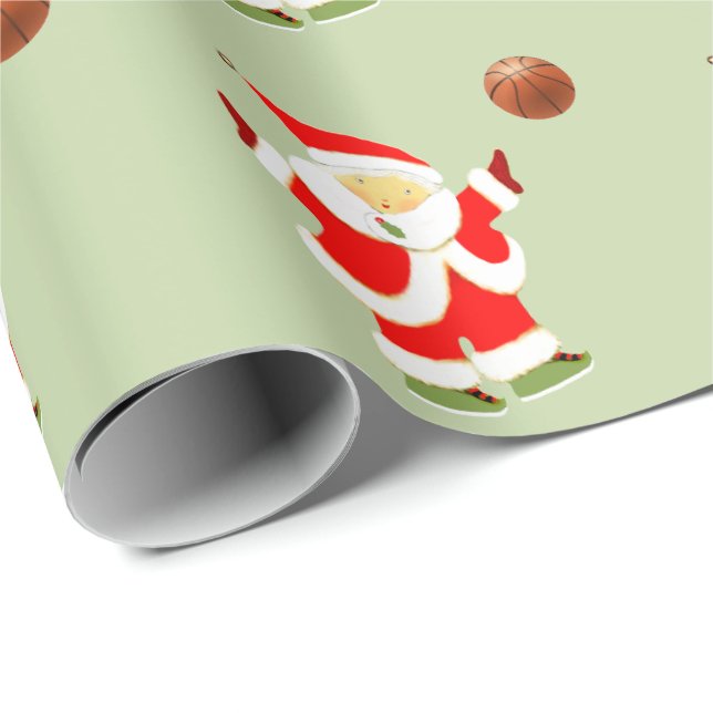 Girls Basketball Holiday Gift Wrapping Paper (Roll Corner)