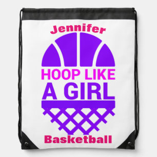 Girls Basketball Hoop Like A Girl Drawstring B Bag
