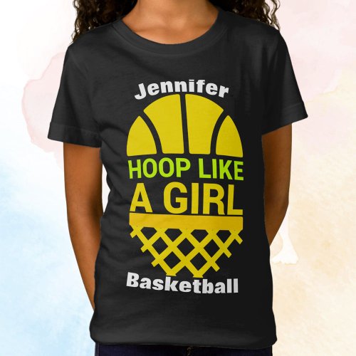 Girls Basketball Hoop Like A Girl T_Shirt