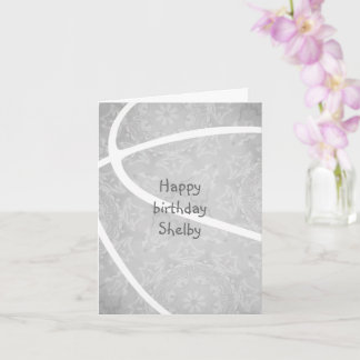 girls basketball light gray sports birthday card