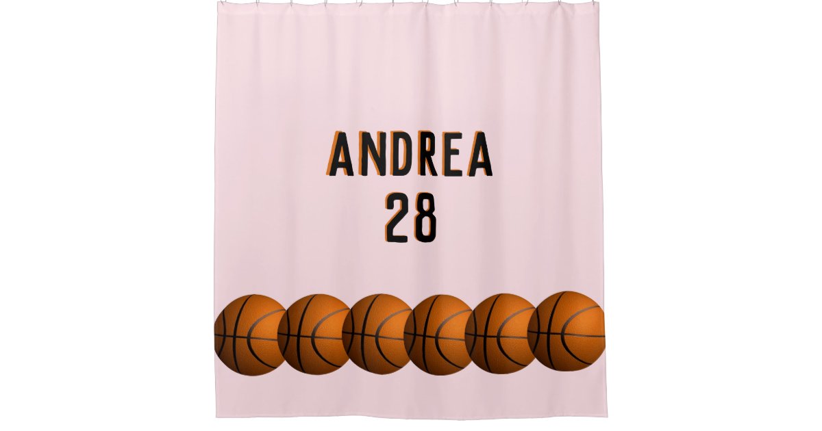 Girls Basketball Name And Number Shower Curtain Zazzle Com