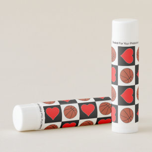 Girls Basketball Player Hearts and Basketballs Lip Balm
