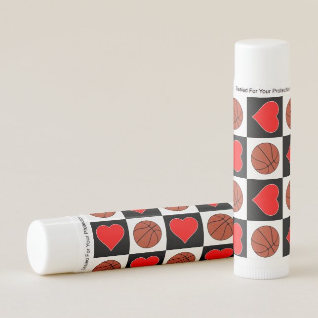 Girls Basketball Player Hearts and Basketballs Lip Balm (Front)
