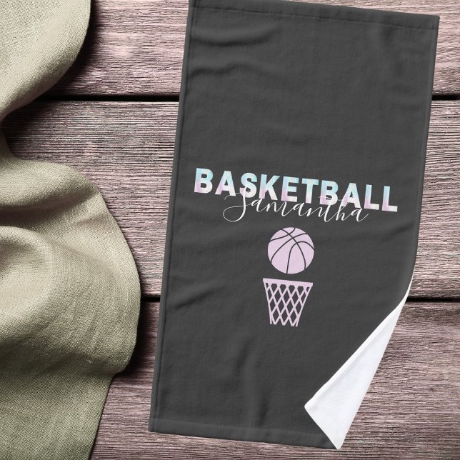 Girls Basketball Player Personalized Holographic Hand Towel (Creator Uploaded)