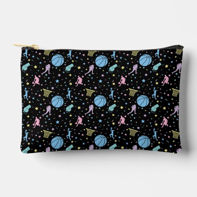 Girls Basketball Players - Stars Pattern Accessory Pouch (Front)