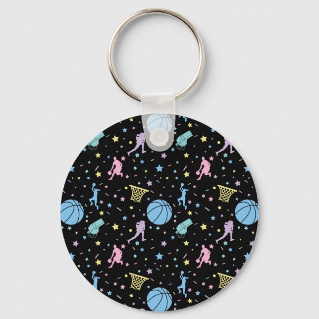 Girls Basketball Players - Stars Pattern Keychain (Front)