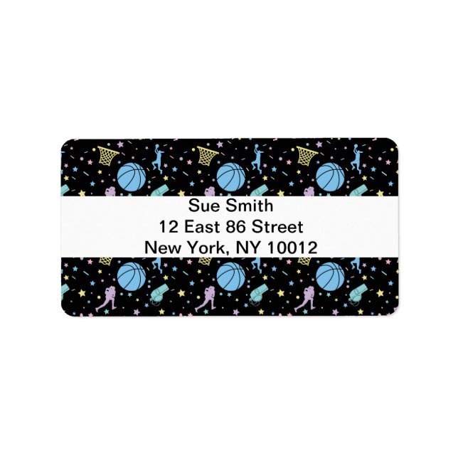 Girls Basketball Players - Stars Pattern Label (Front)