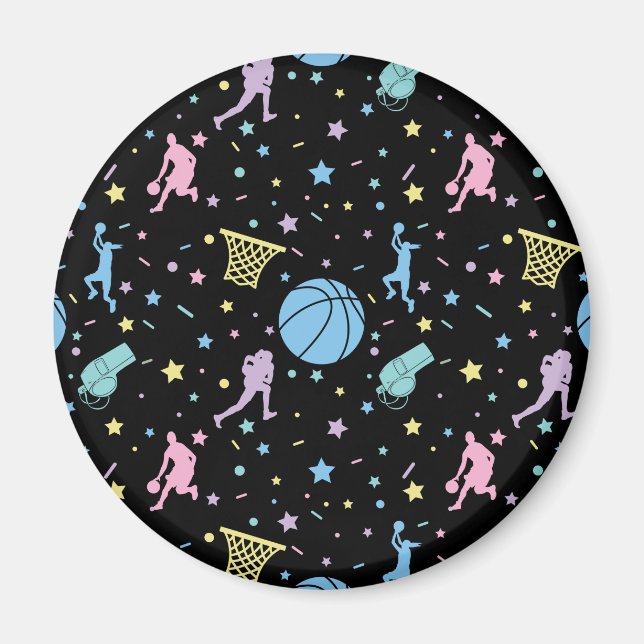 Girls Basketball Players - Stars Pattern Magnet (Front)