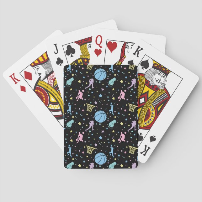 Girls Basketball Players - Stars Pattern Poker Cards (Back)