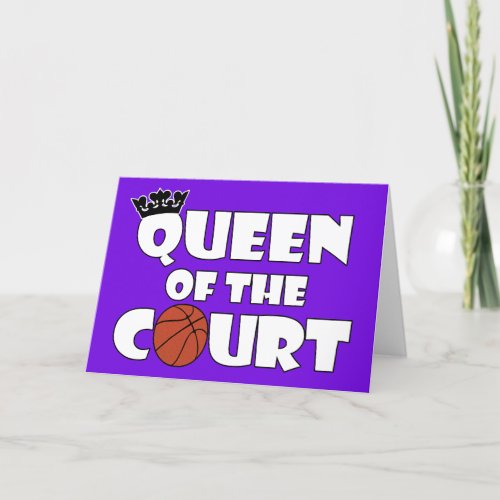 Girls Basketball Queen of the Court Cute Greeting Thank You Card