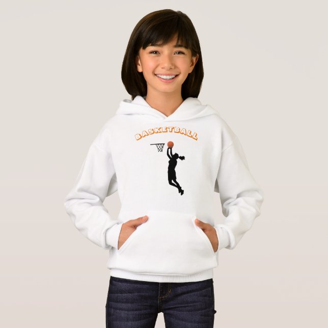 Girl's Basketball Shoot Hoops Hoodie (Front Full)