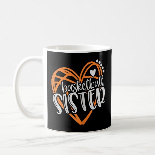 Girls Basketball Sister Heart Distressed  Coffee Mug