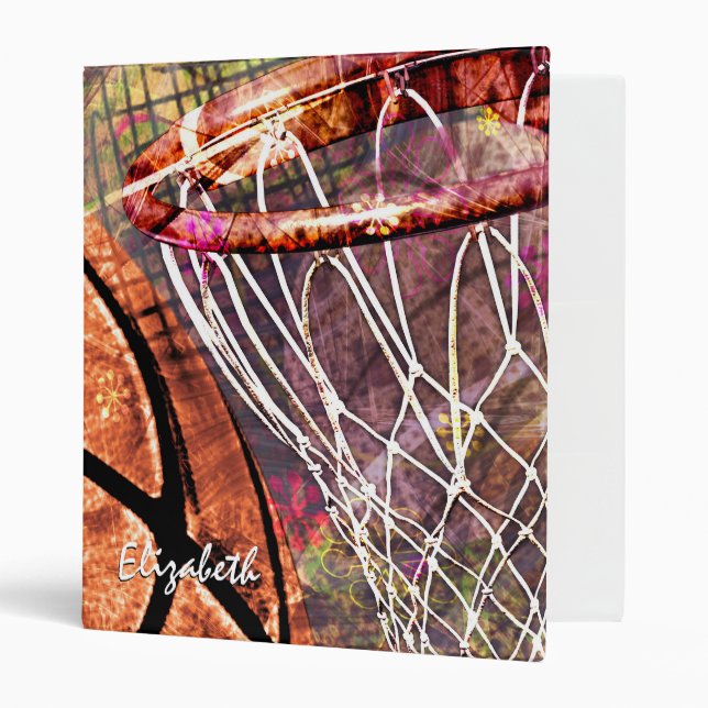 Girls' Basketball Sporty 3 Ring Binder (Front/Inside)