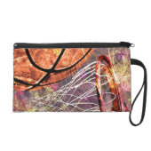 Girls Basketball Sporty Grunge Girly Purple Pink Wristlet (Front)