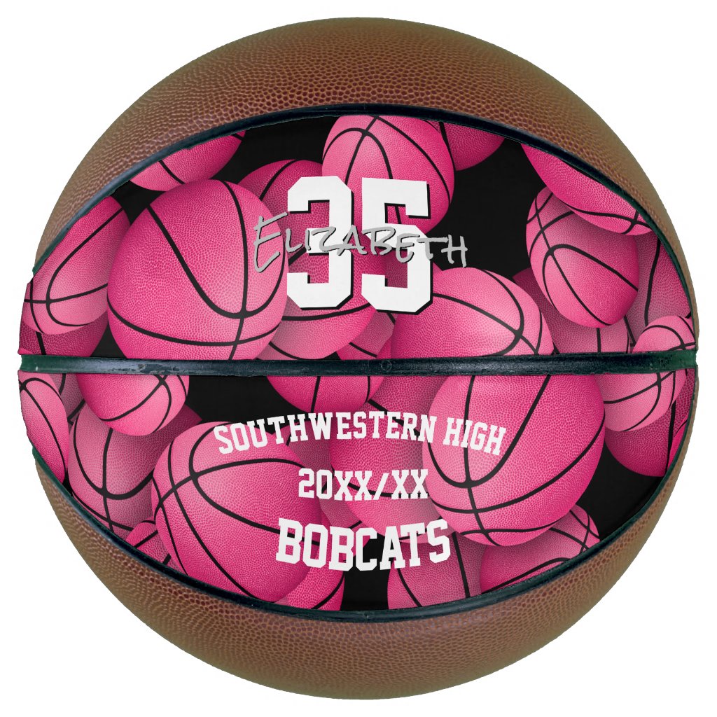 girls' basketball team pink black commemorative basketball