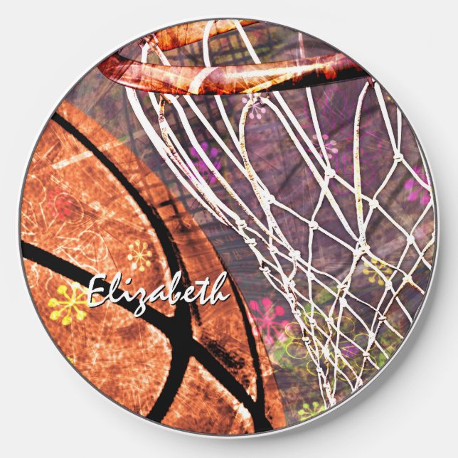 Girls Basketball themed personalized Wireless Charger (Front)