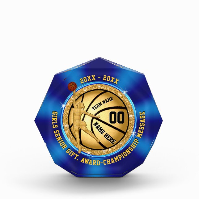 GIRLS Basketball Trophies, Senior Basketball Gifts (Front)