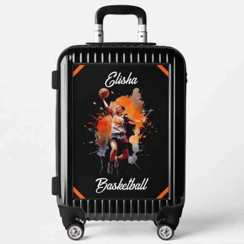 Girls Basketball Watercolor Personalized Luggage