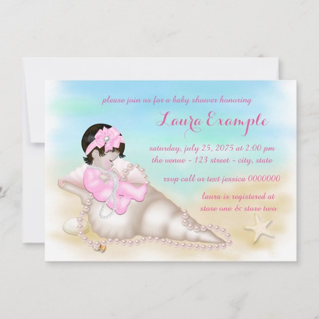 Girls Beach Baby Shower Invitation (Front)