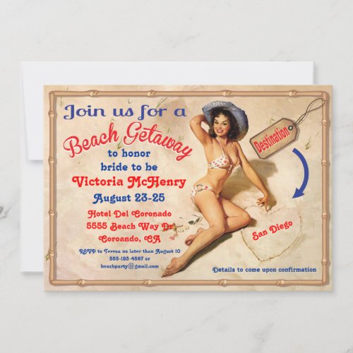 Girls Beach Getaway Weekend Party Invitations